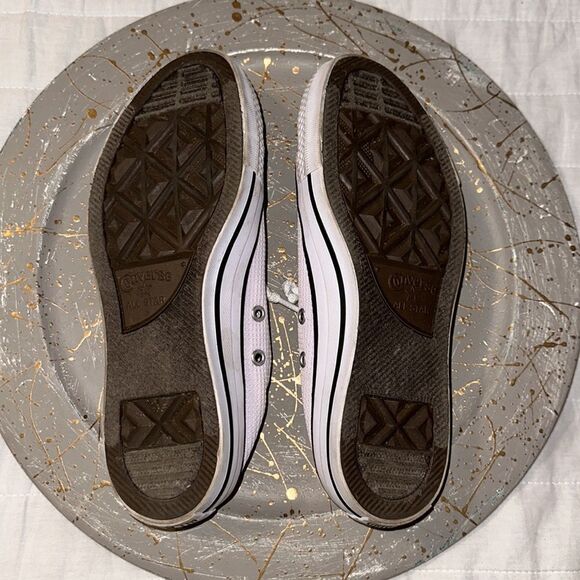 Converse 7 Women’s White Textured Canvas Slip On Lace up Skateboard Shoes Sneaks - Picture 9 of 12